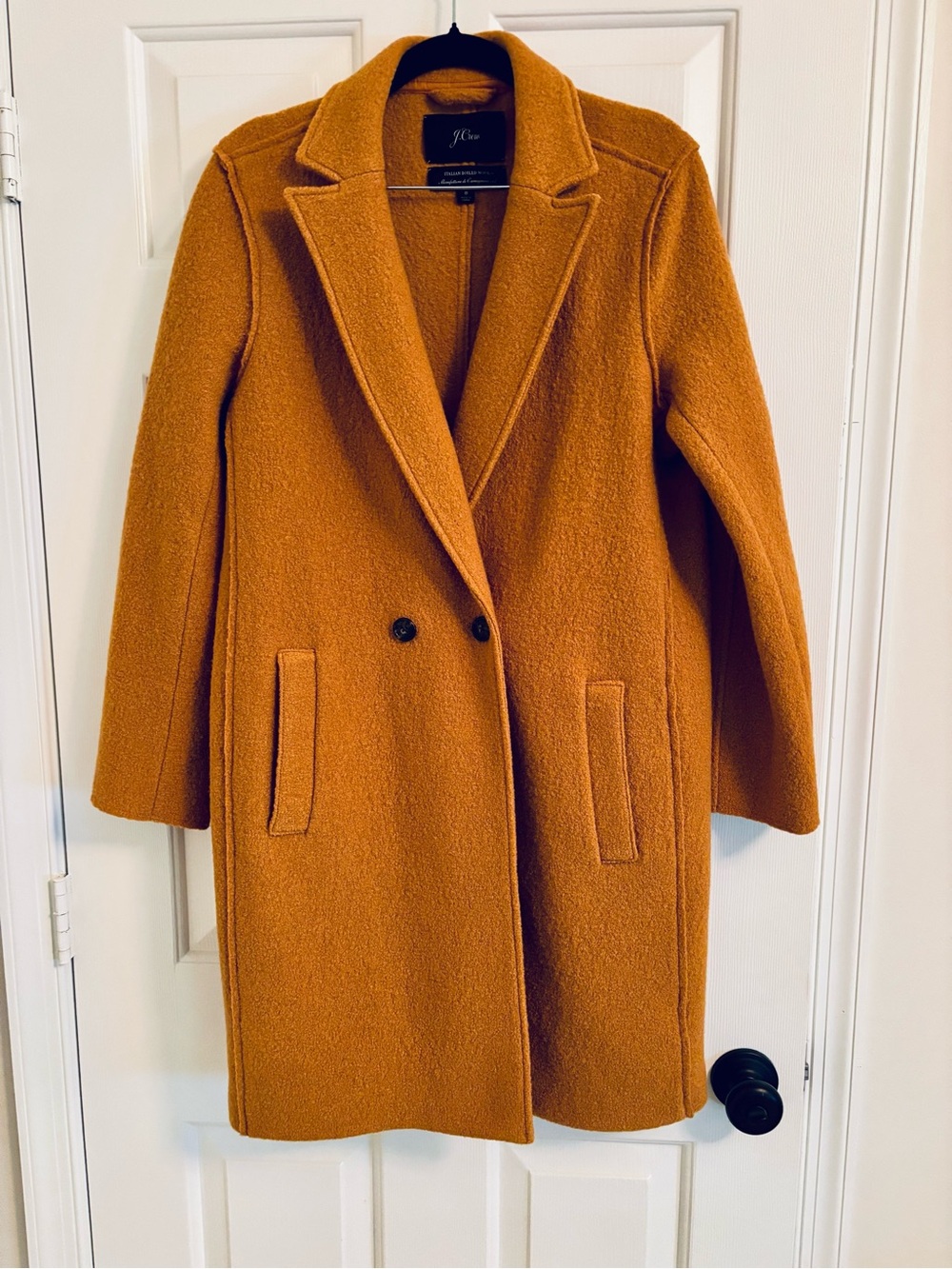 J.Crew Boiled Wool Double-Breasted Coat | Size 8 | Camel